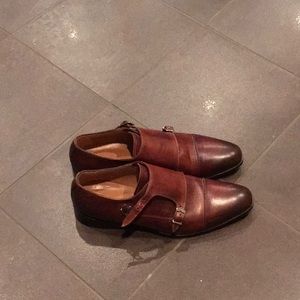 Brown double monk strap dress shoes, oxfords,
